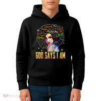 Wo Distressed Juneteenth Black History Awesome God Says I Am Kids Hoodie thumb 4