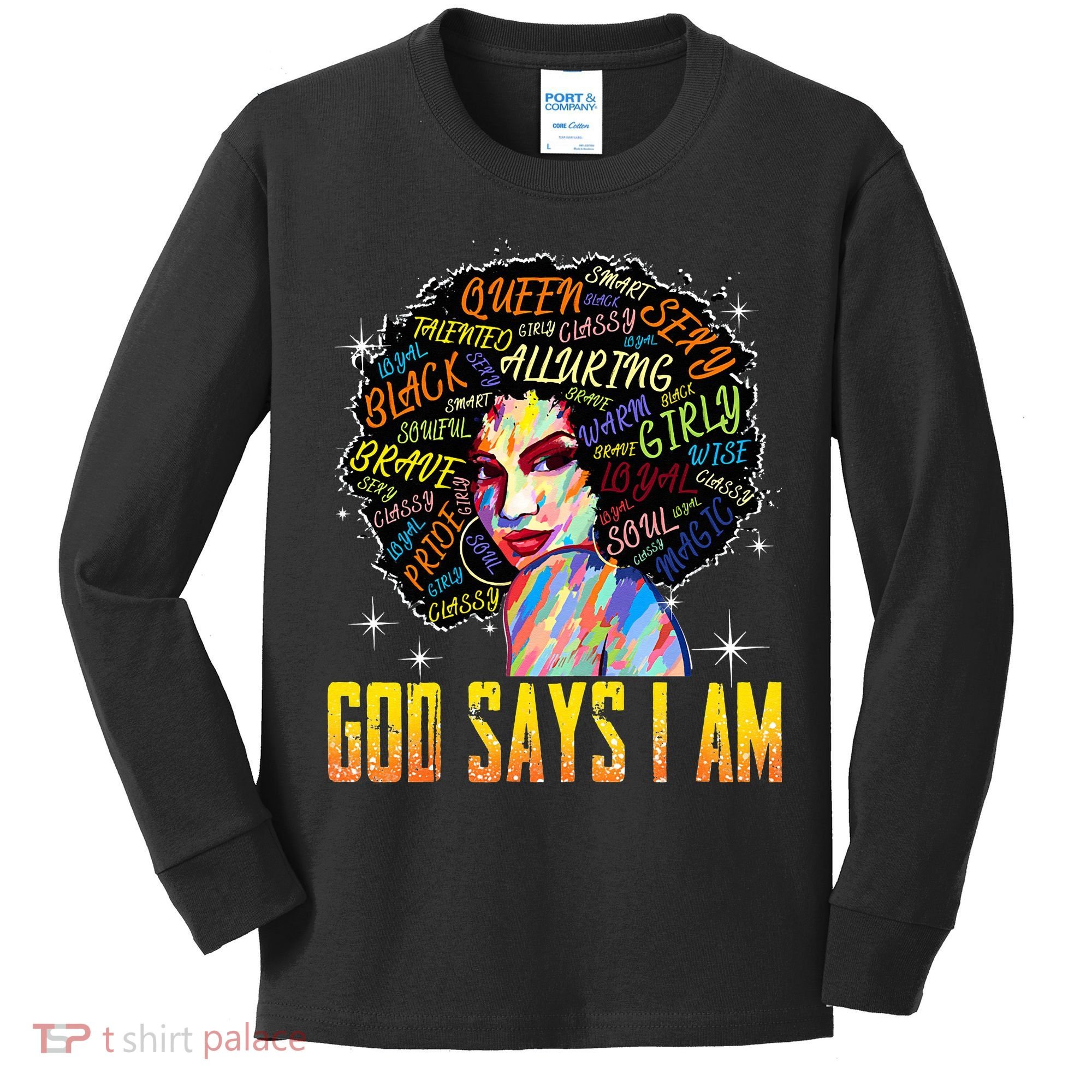 Wo Distressed Juneteenth Black History Awesome God Says I Am Kids Long Sleeve Shirt