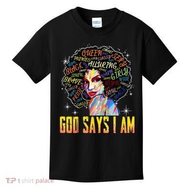 Wo Distressed Juneteenth Black History Awesome God Says I Am Kids T-Shirt
