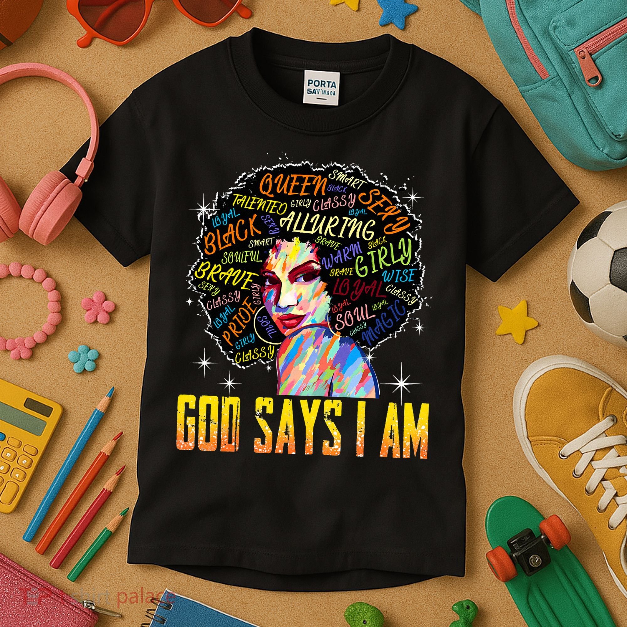 Wo Distressed Juneteenth Black History Awesome God Says I Am Kids T-Shirt