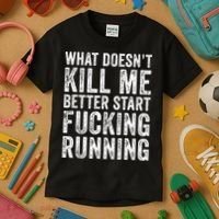 What Doesn't Kill Me Better Start Fucking Running Funny Kids T-Shirt thumb 3