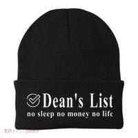 Womens Deans List No Money Life Sleep Student Humor Beanie thumb 0