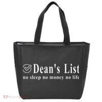 Womens Deans List No Money Life Sleep Student Humor Tote Bag thumb 0