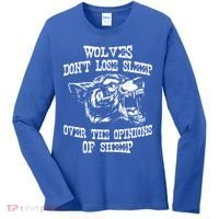 Wolves Dont Lose Sleep Over Opinions Of Sheep Wolf Gift Women's Long Sleeve Shirt thumb 0
