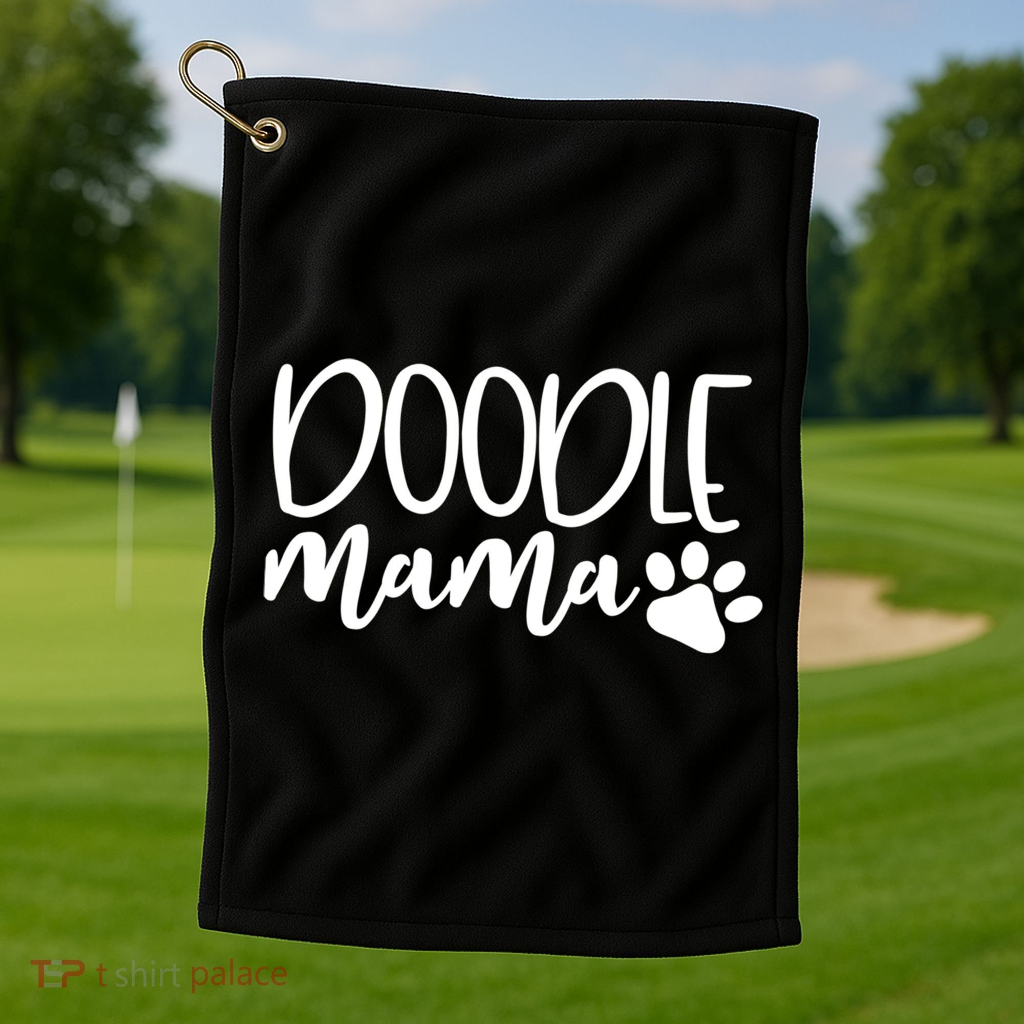 Wo Doodle Mama Gift Dog Paw Goldendoodle Mom Gift Golf Towel