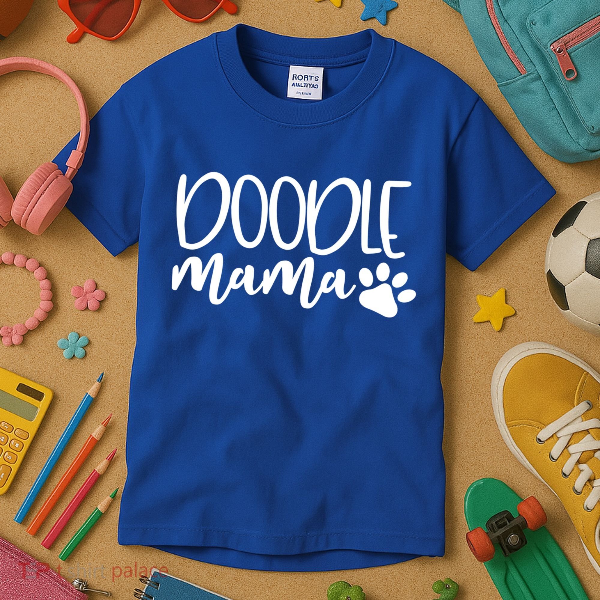 Wo Doodle Mama Gift Dog Paw Goldendoodle Mom Gift Kids T-Shirt