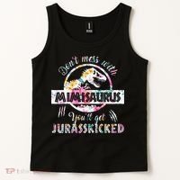 Womens Don't Mess With Mimisaurus You'll Get Jurasskicked Mimi Dino Tank Top thumb 2