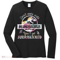 Womens Don't Mess With Mimisaurus You'll Get Jurasskicked Mimi Dino Women's Long Sleeve Shirt thumb 0