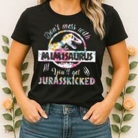 Womens Don't Mess With Mimisaurus You'll Get Jurasskicked Mimi Dino Women's T-Shirt thumb 2