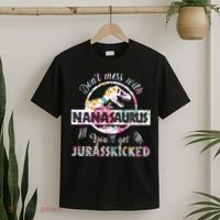Womens Don't Mess With Nanasaurus You'll Get Jurasskicked Nana Dino T-Shirt thumb 2