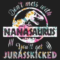 Womens Don't Mess With Nanasaurus You'll Get Jurasskicked Nana Dino Beanie thumb 2