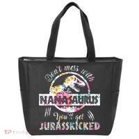 Womens Don't Mess With Nanasaurus You'll Get Jurasskicked Nana Dino Tote Bag thumb 0