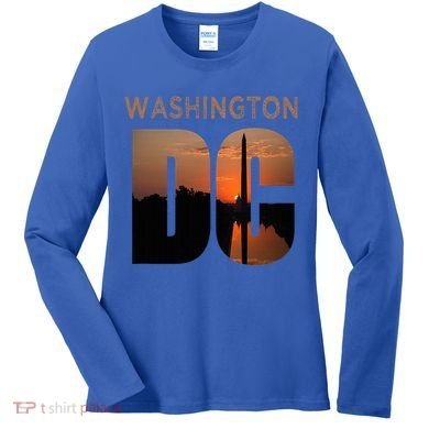 Washington Dc Monument Skyline Art Vacation Souvenir Women's Long Sleeve Shirt