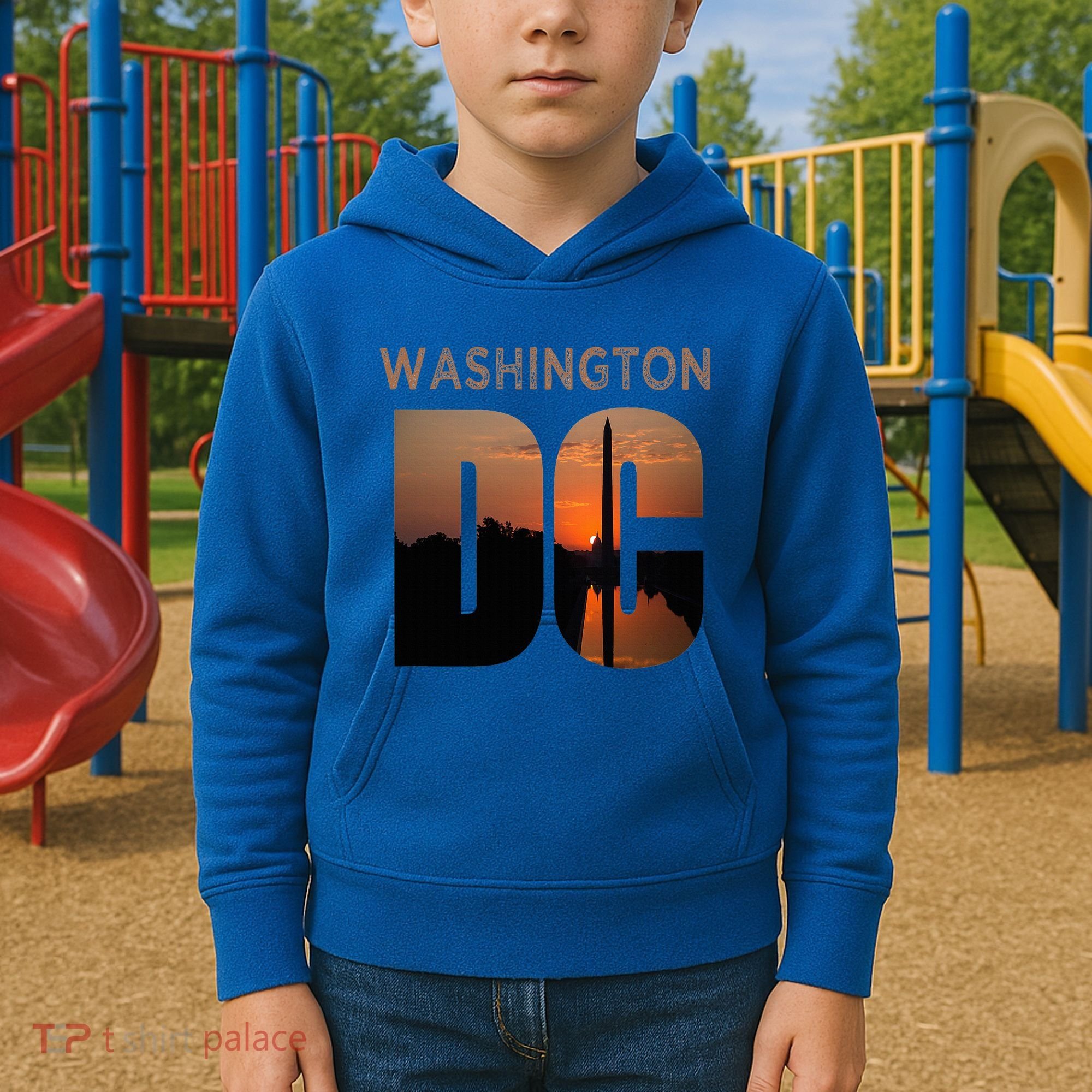Washington Dc Monument Skyline Art Vacation Souvenir Kids Hoodie