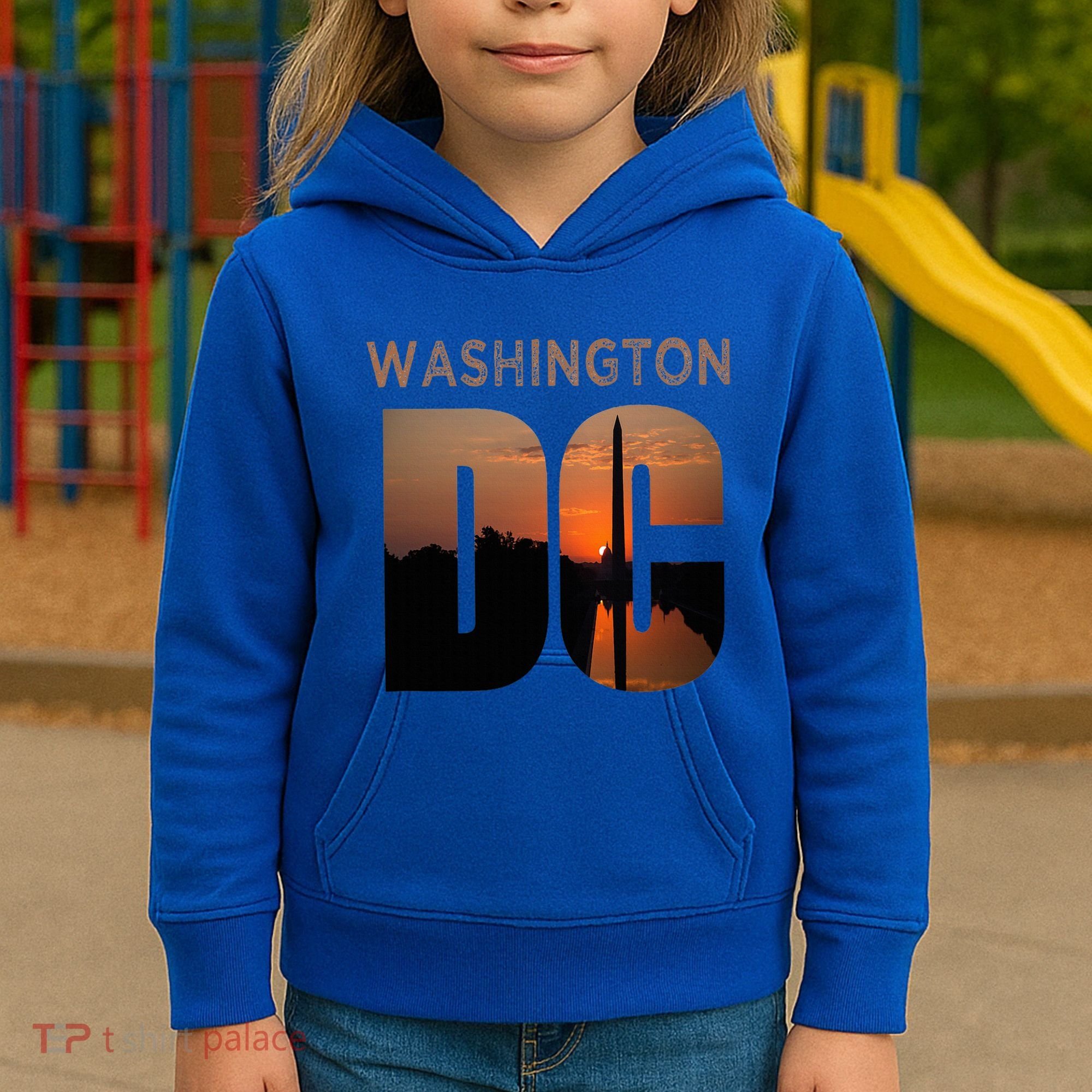 Washington Dc Monument Skyline Art Vacation Souvenir Kids Hoodie