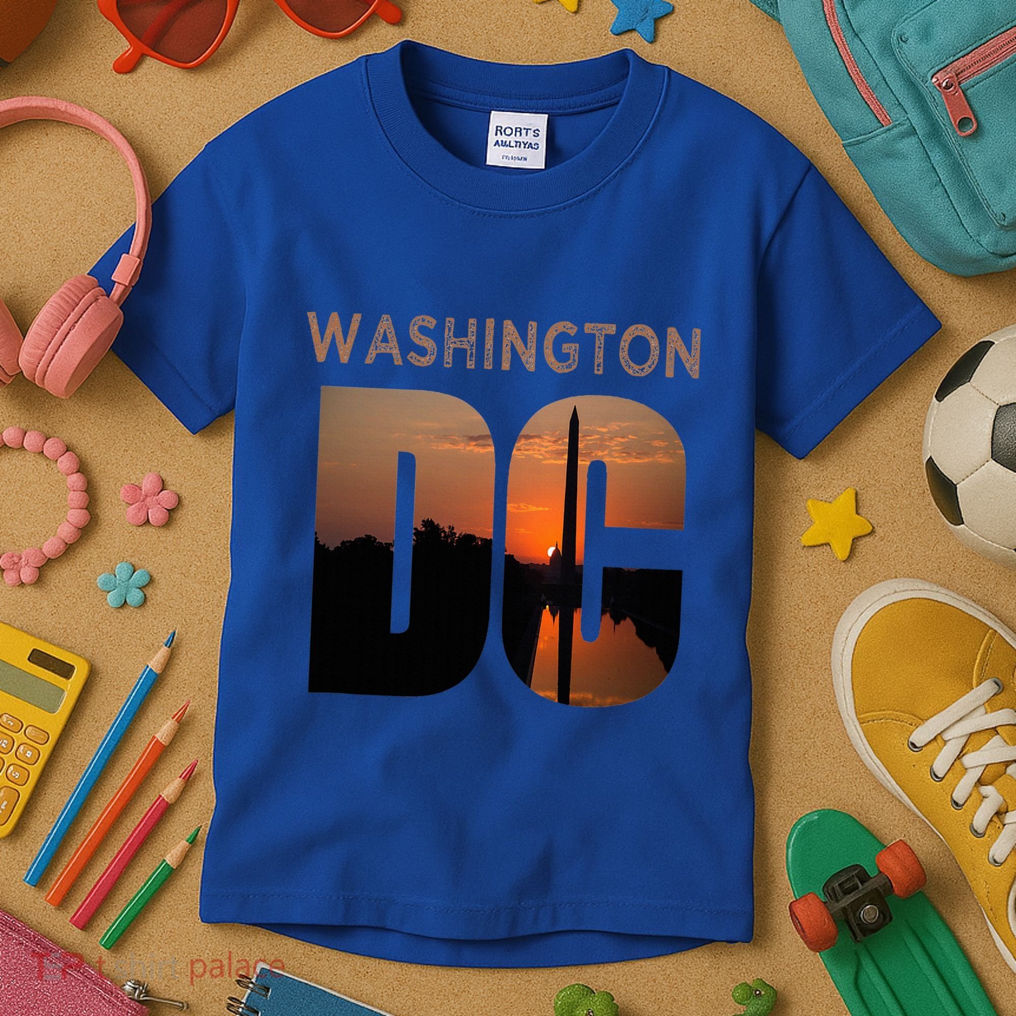Washington Dc Monument Skyline Art Vacation Souvenir Kids T-Shirt