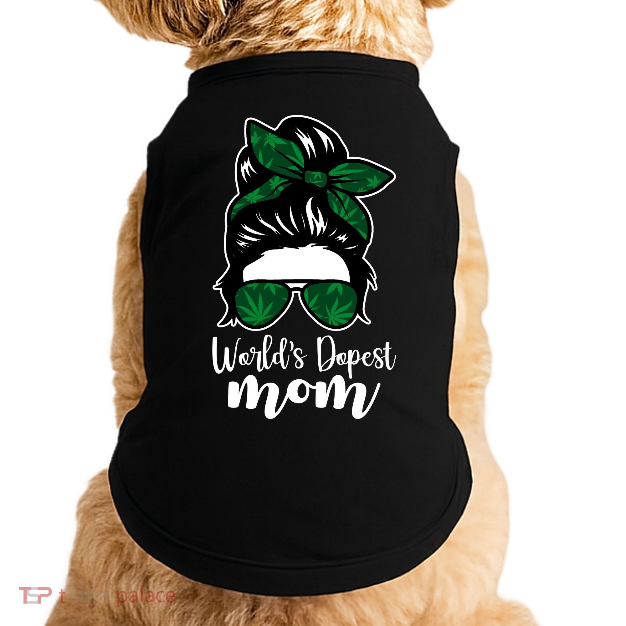 World's Dopest Mom Weed Hair Bun Doggie Tank