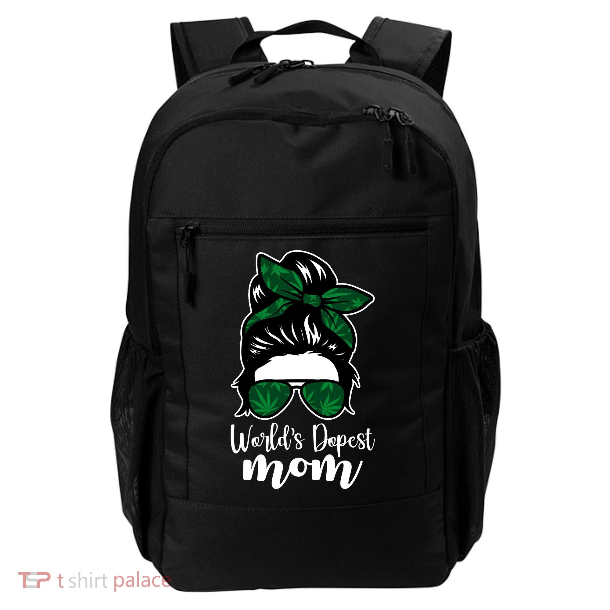 World's Dopest Mom Weed Hair Bun Backpack
