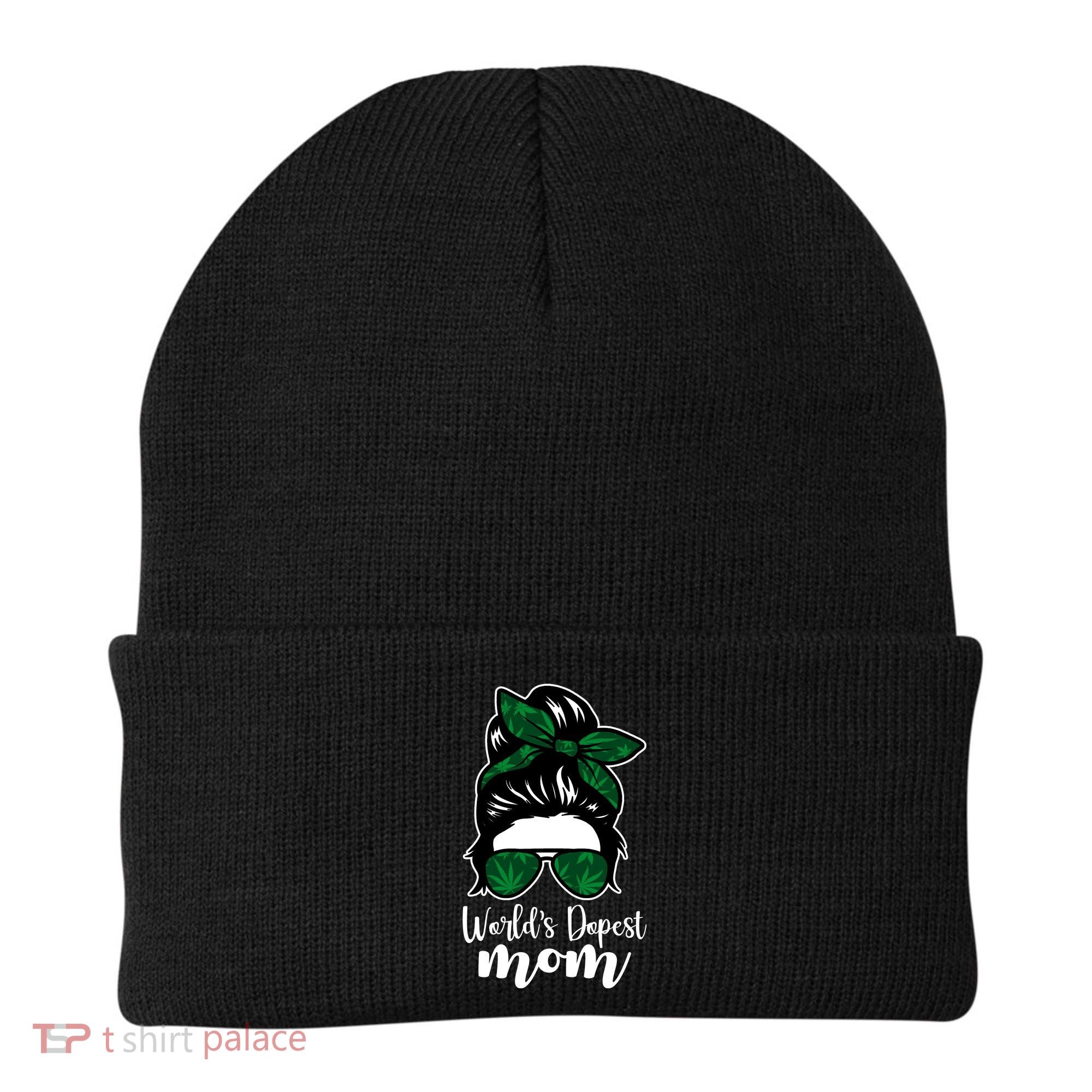 World's Dopest Mom Weed Hair Bun Beanie