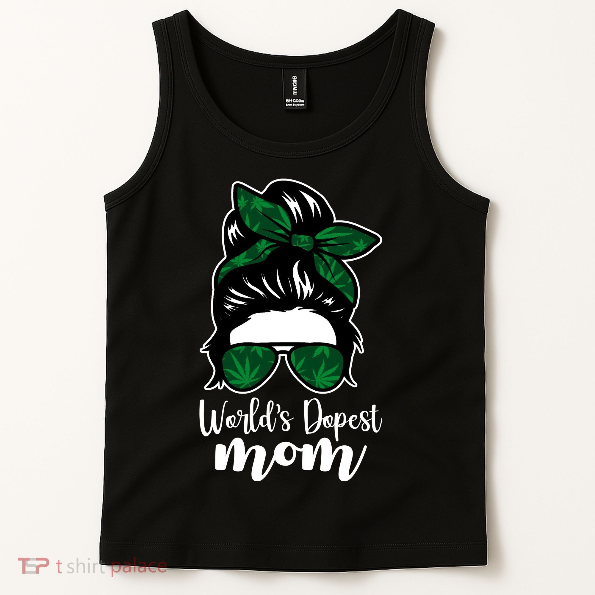 World's Dopest Mom Weed Hair Bun Tank Top