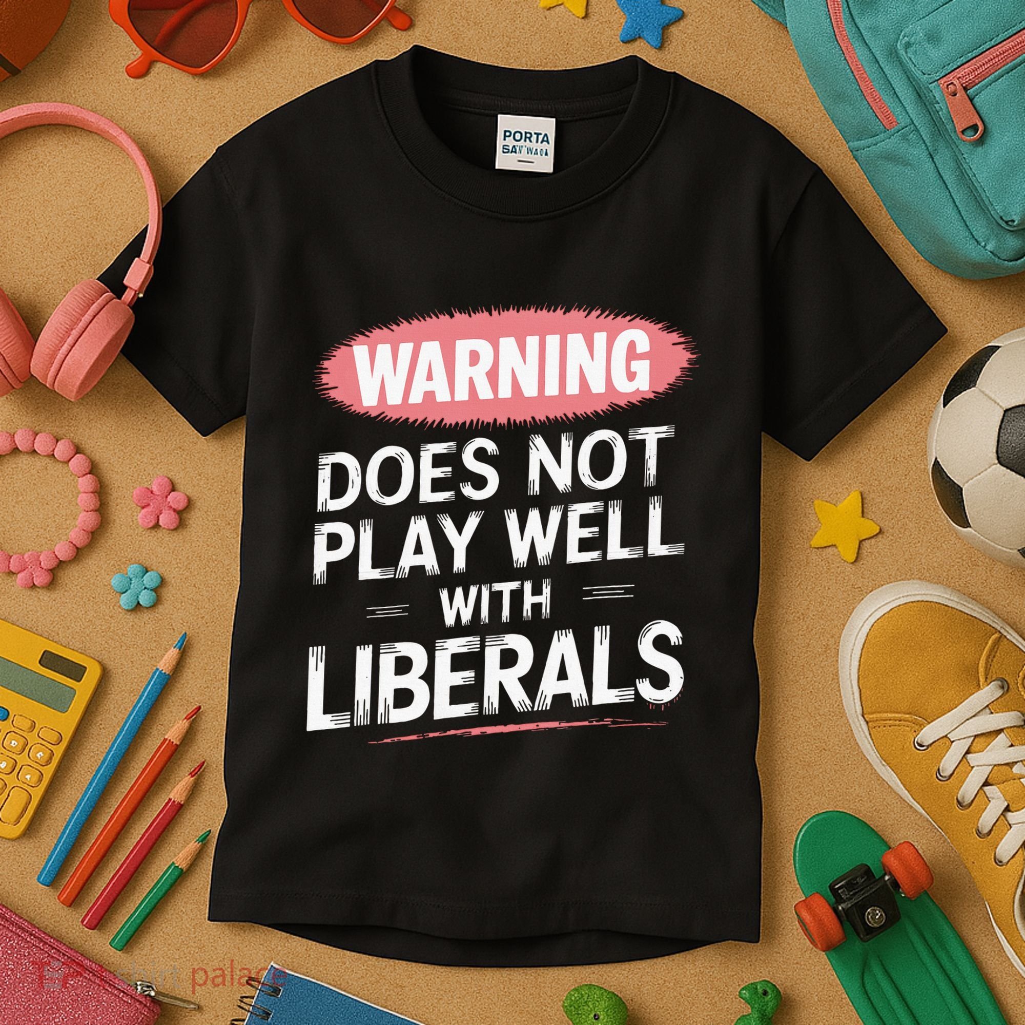 Warning Does Not Play Well With Liberals Kids T-Shirt