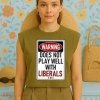 WARNING Does Not Play Well With LIBERALS Garment-Dyed Women's Muscle Tee thumb 4