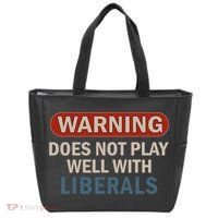 Warning Does Not Play Well With Liberals Tote Bag thumb 0