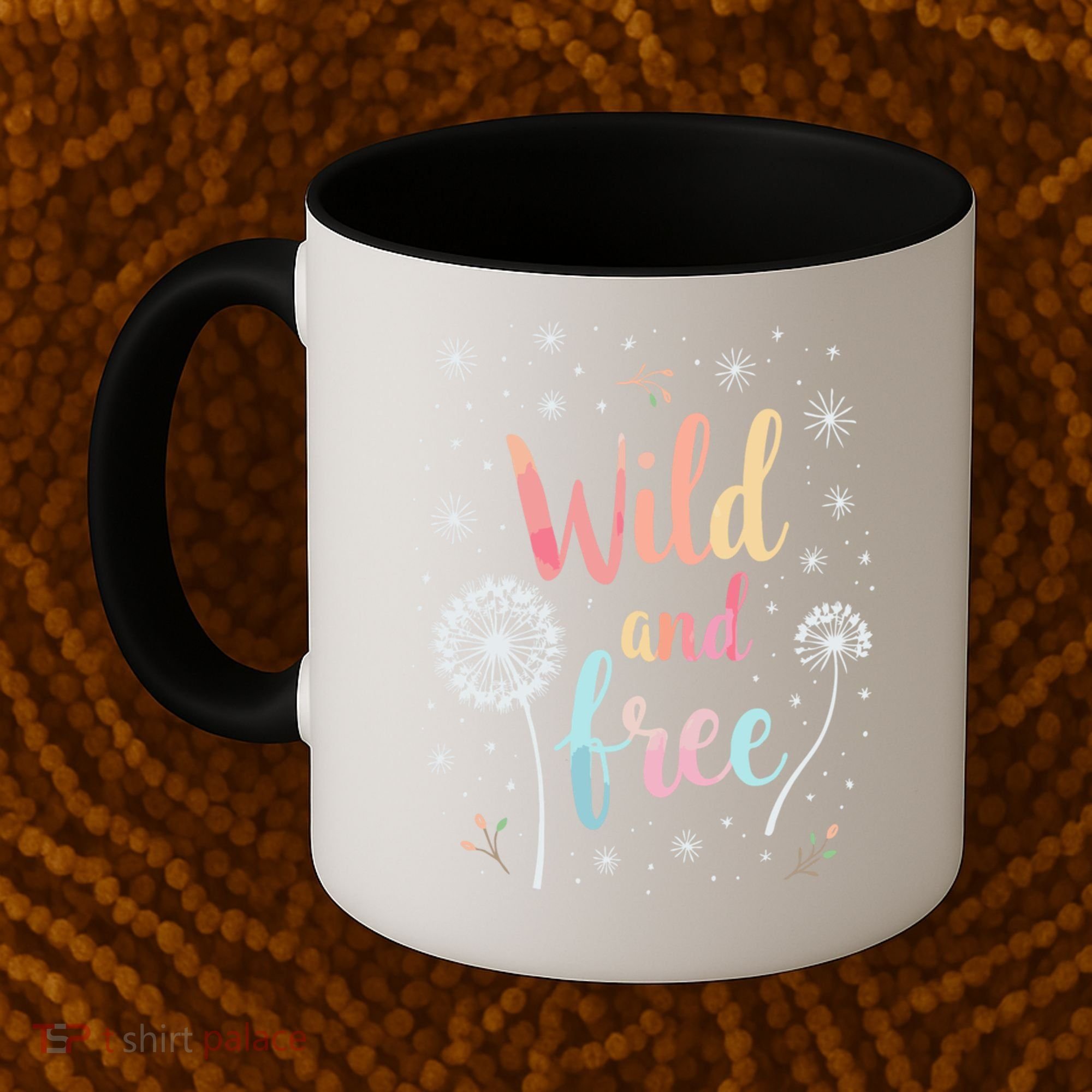 Wildflower Dandelion Rainbow Wild and Free Dandelion Flowers  Coffee Mug