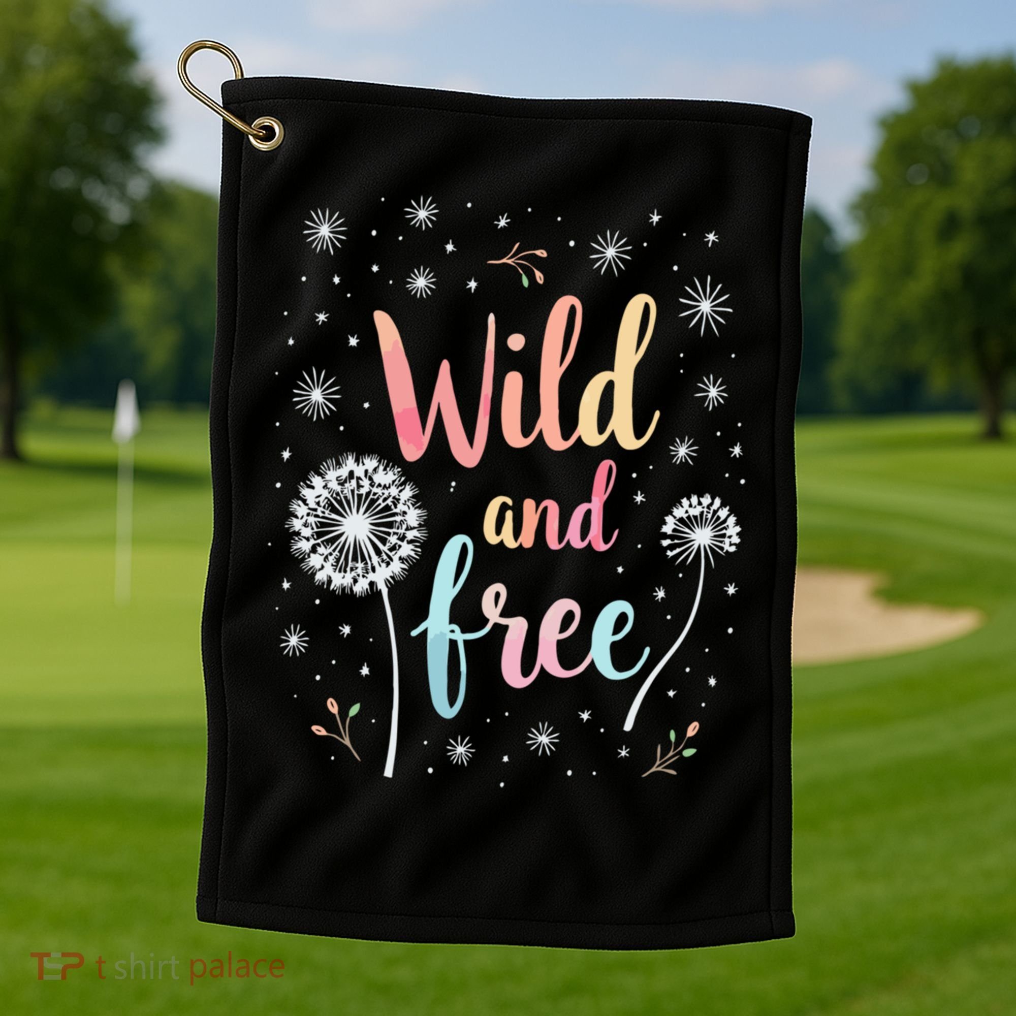 Wildflower Dandelion Rainbow Wild and Free Dandelion Flowers  Golf Towel