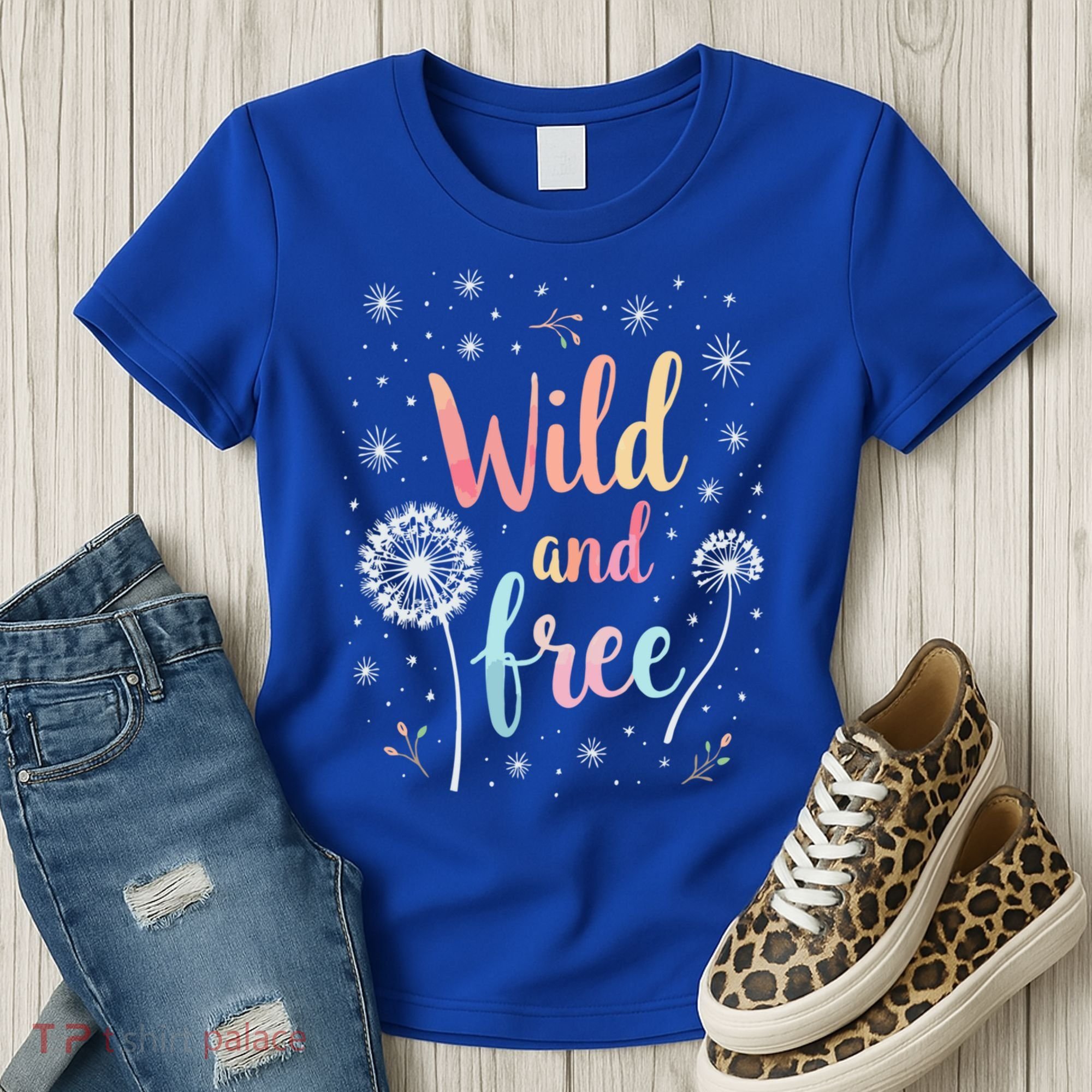 Wildflower Dandelion Rainbow Wild and Free Dandelion Flowers  Women's T-Shirt
