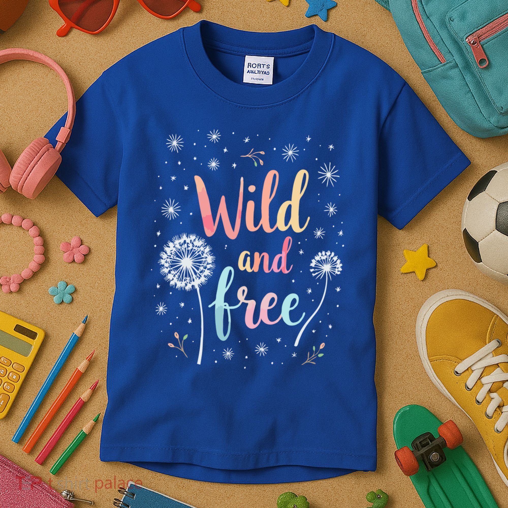 Wildflower Dandelion Rainbow Wild and Free Dandelion Flowers  Kids T-Shirt