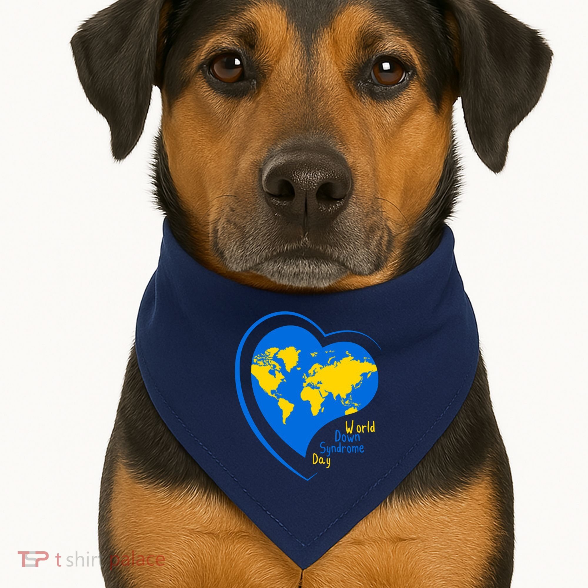World Down Syndrome Day Heart Earth USA-Made Doggie Bandana
