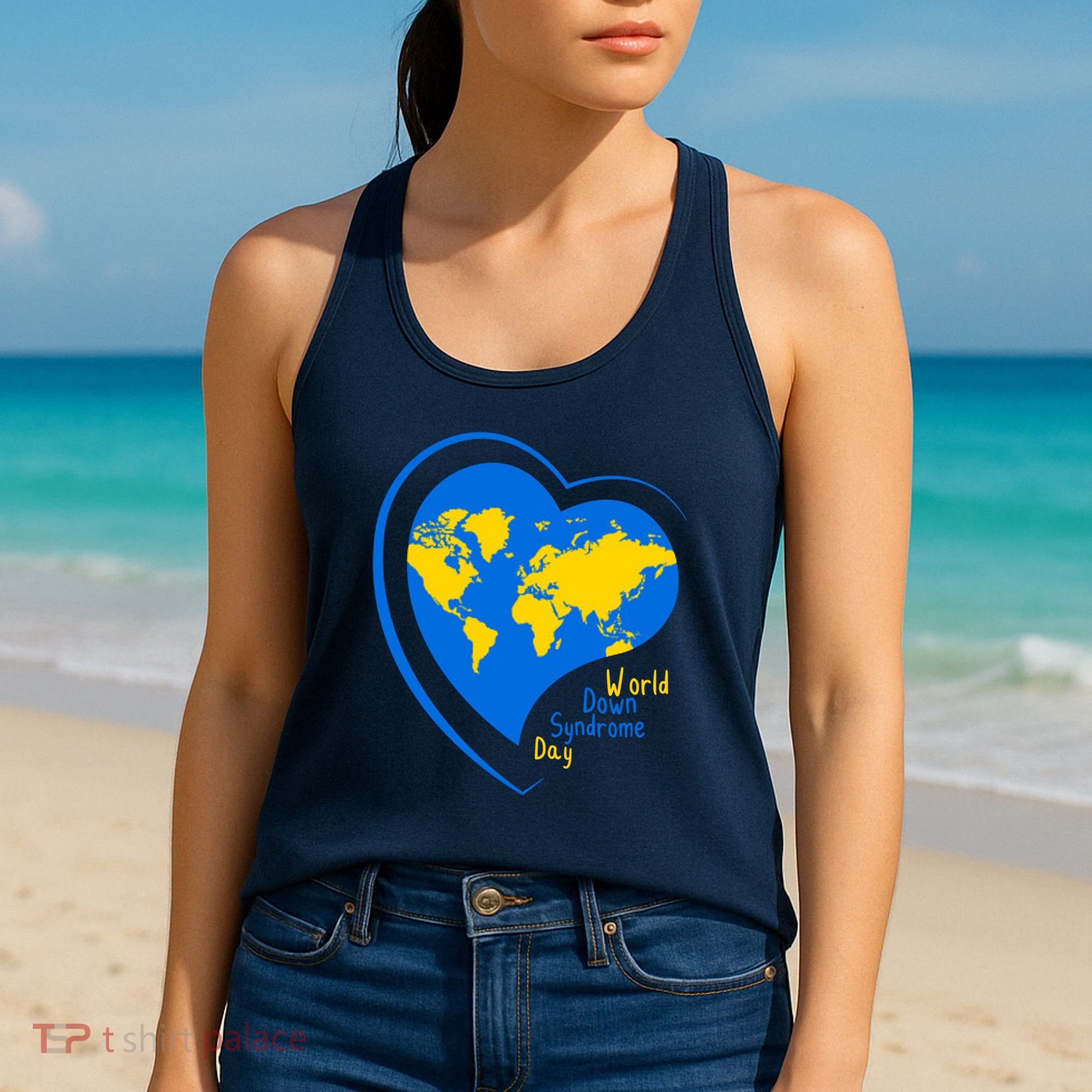 World Down Syndrome Day Heart Earth Women's Tank Top