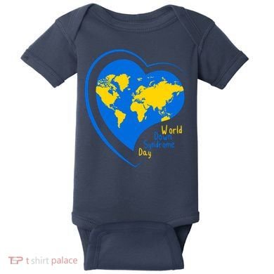 World Down Syndrome Day Heart Earth Baby Bodysuit
