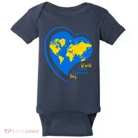World Down Syndrome Day Heart Earth Baby Bodysuit thumb 0