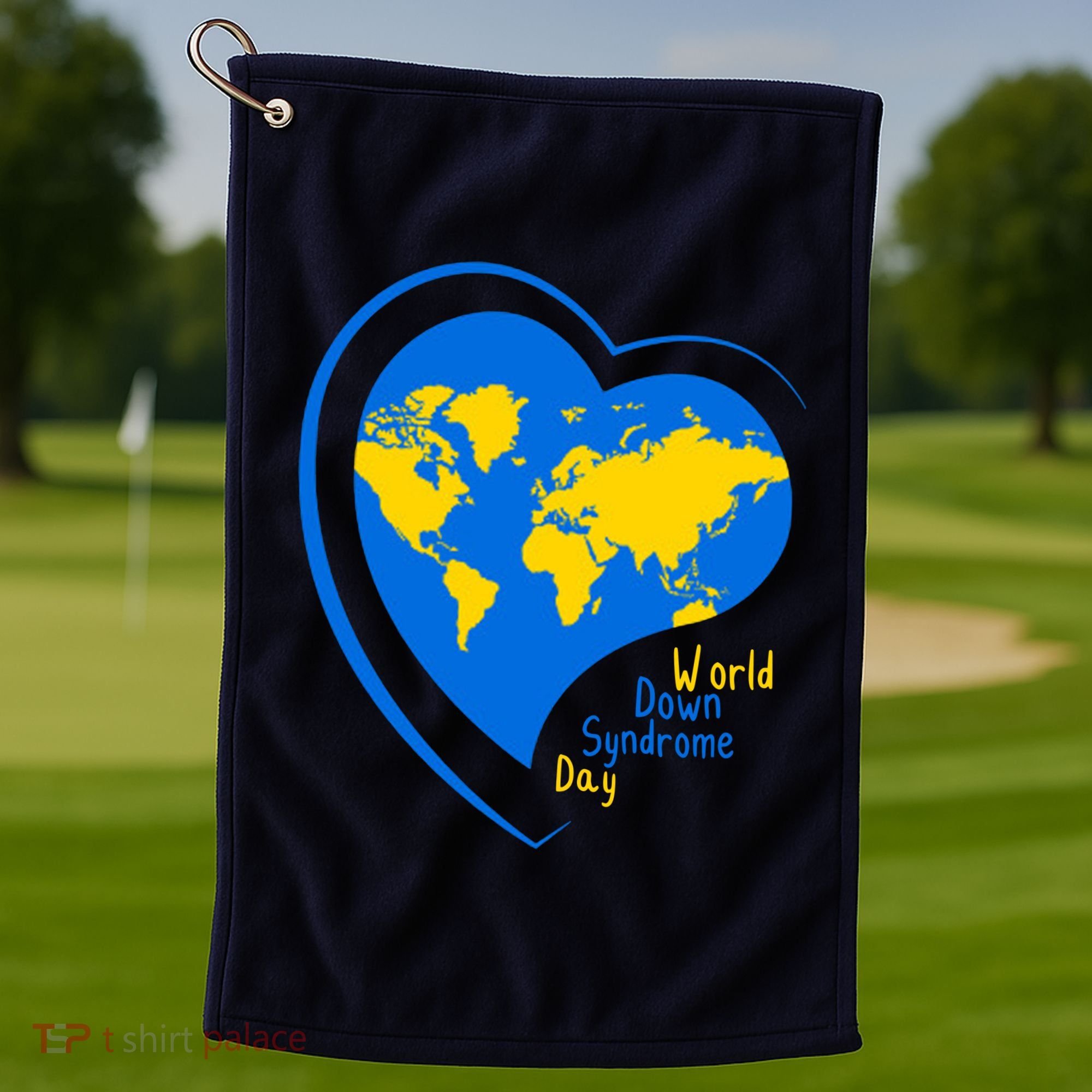 World Down Syndrome Day Heart Earth Golf Towel