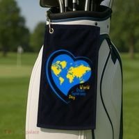 World Down Syndrome Day Heart Earth Golf Towel thumb 2