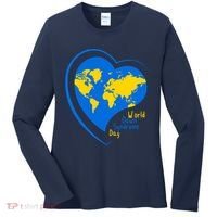 World Down Syndrome Day Heart Earth Women's Long Sleeve Shirt thumb 0