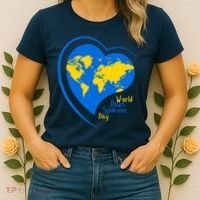 World Down Syndrome Day Heart Earth Women's T-Shirt thumb 2