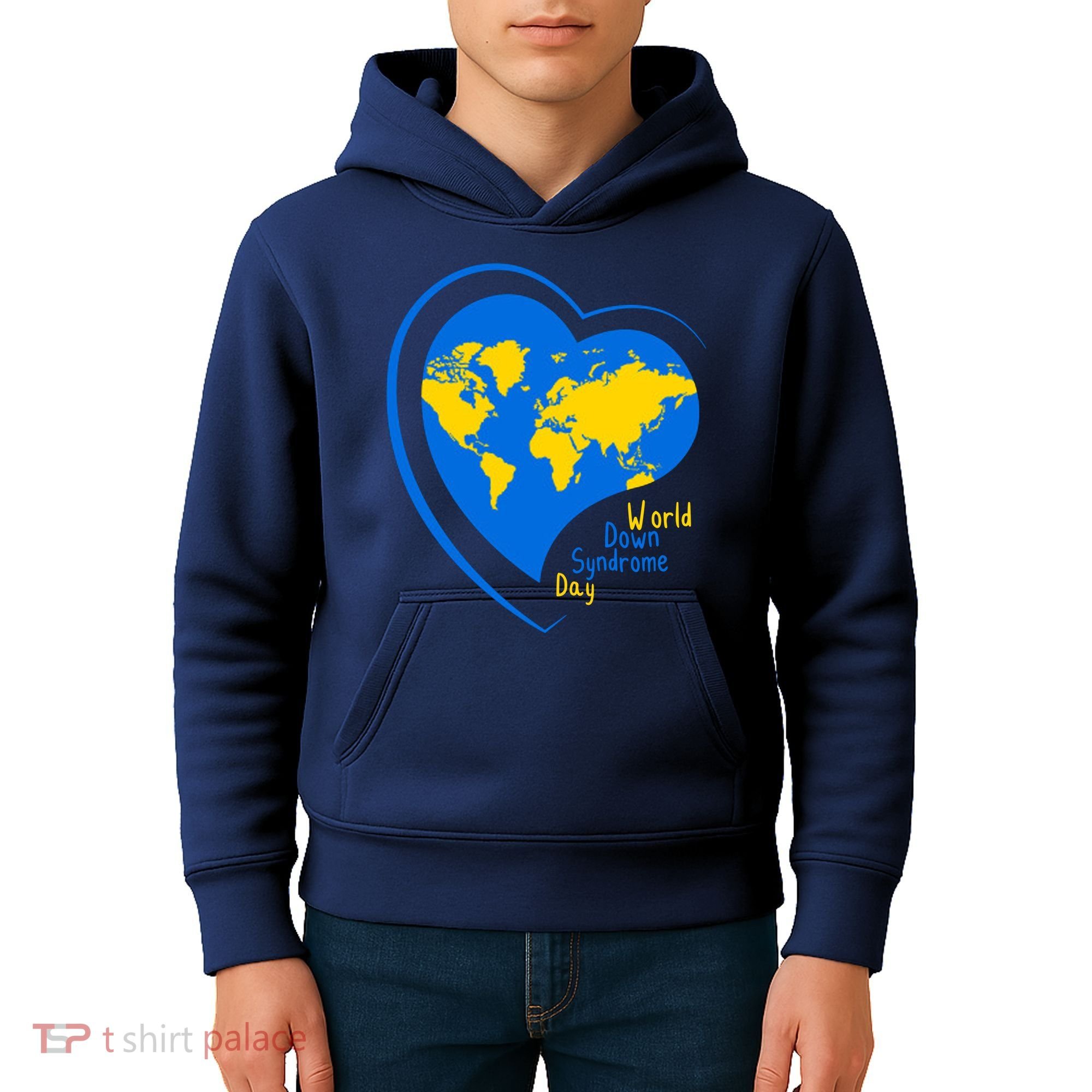 World Down Syndrome Day Heart Earth Kids Hoodie