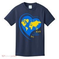 World Down Syndrome Day Heart Earth Kids T-Shirt thumb 0