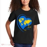 World Down Syndrome Day Heart Earth Kids T-Shirt thumb 2