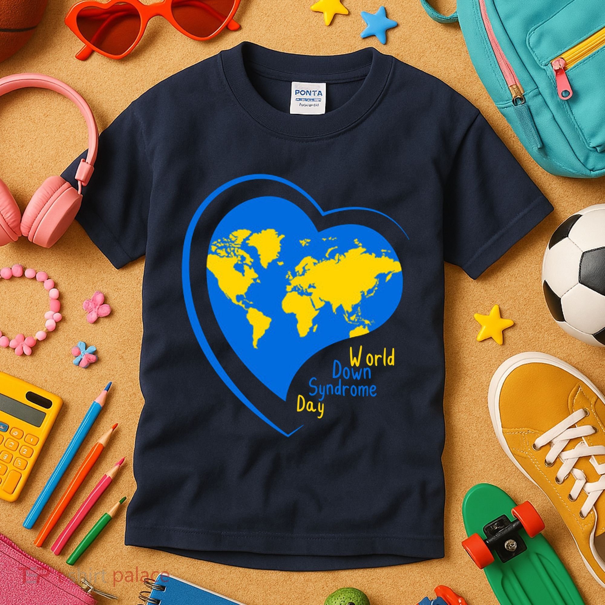 World Down Syndrome Day Heart Earth Kids T-Shirt