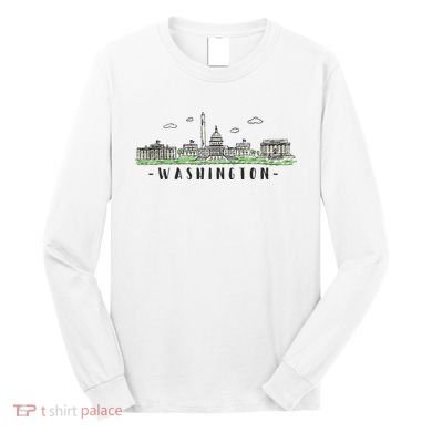 Washington Dc Skyline Vintage Long Sleeve Shirt