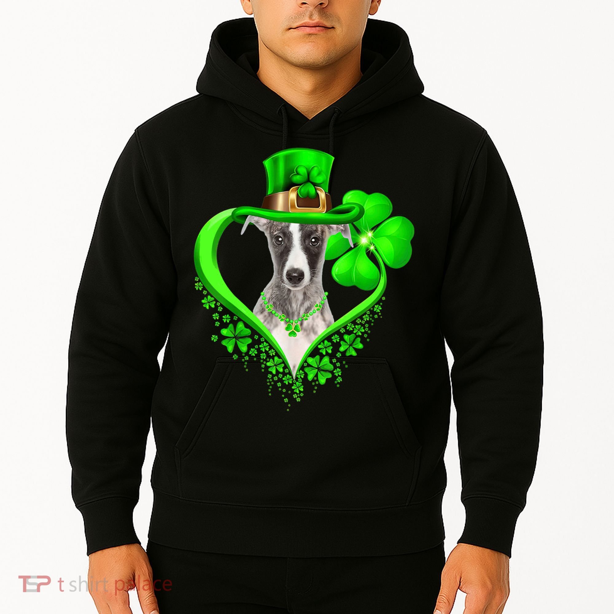 Whippet Dog St Patricks Day Lover Irish Shamrock Hoodie