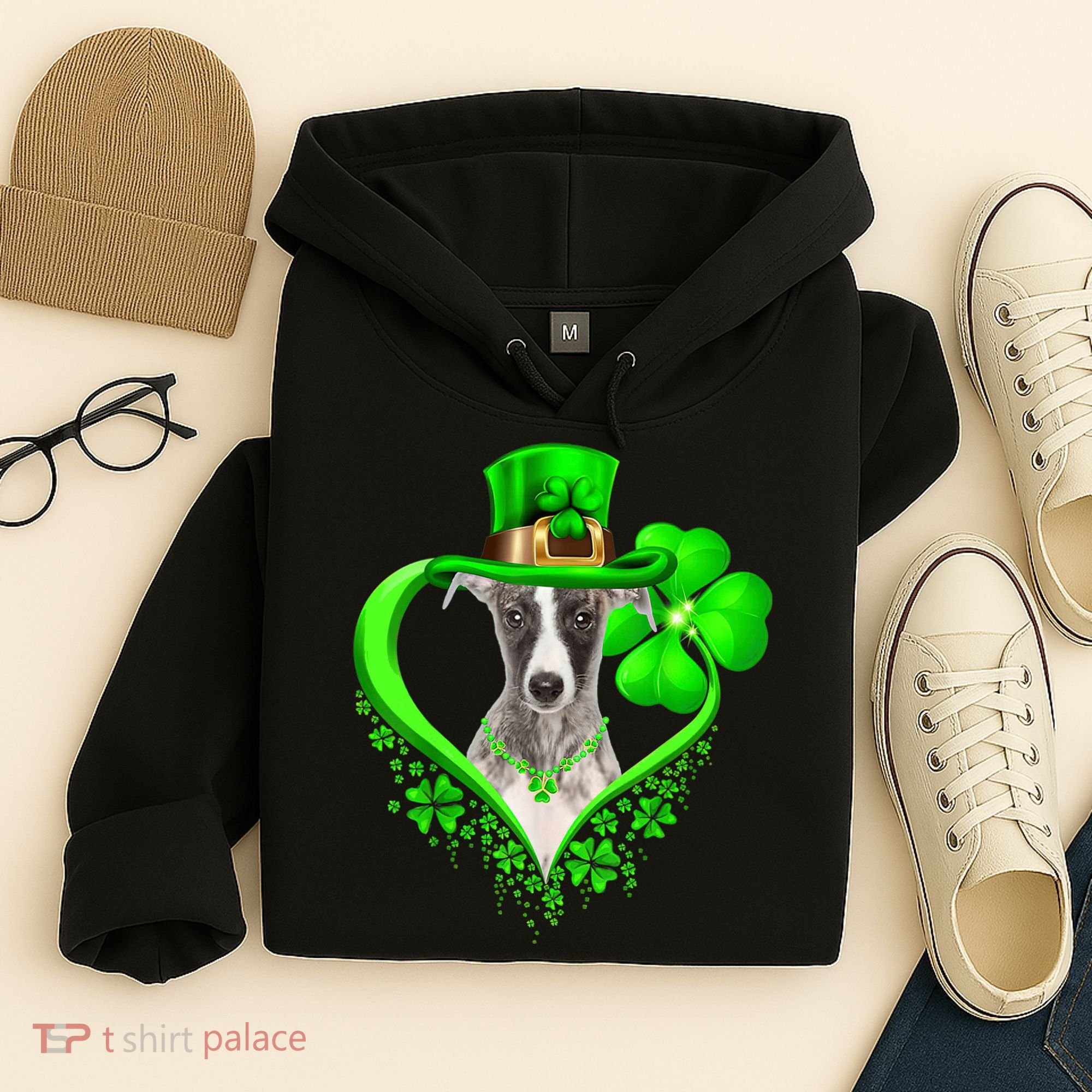Whippet Dog St Patricks Day Lover Irish Shamrock Hoodie