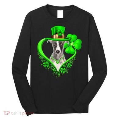 Whippet Dog St Patricks Day Lover Irish Shamrock Long Sleeve Shirt