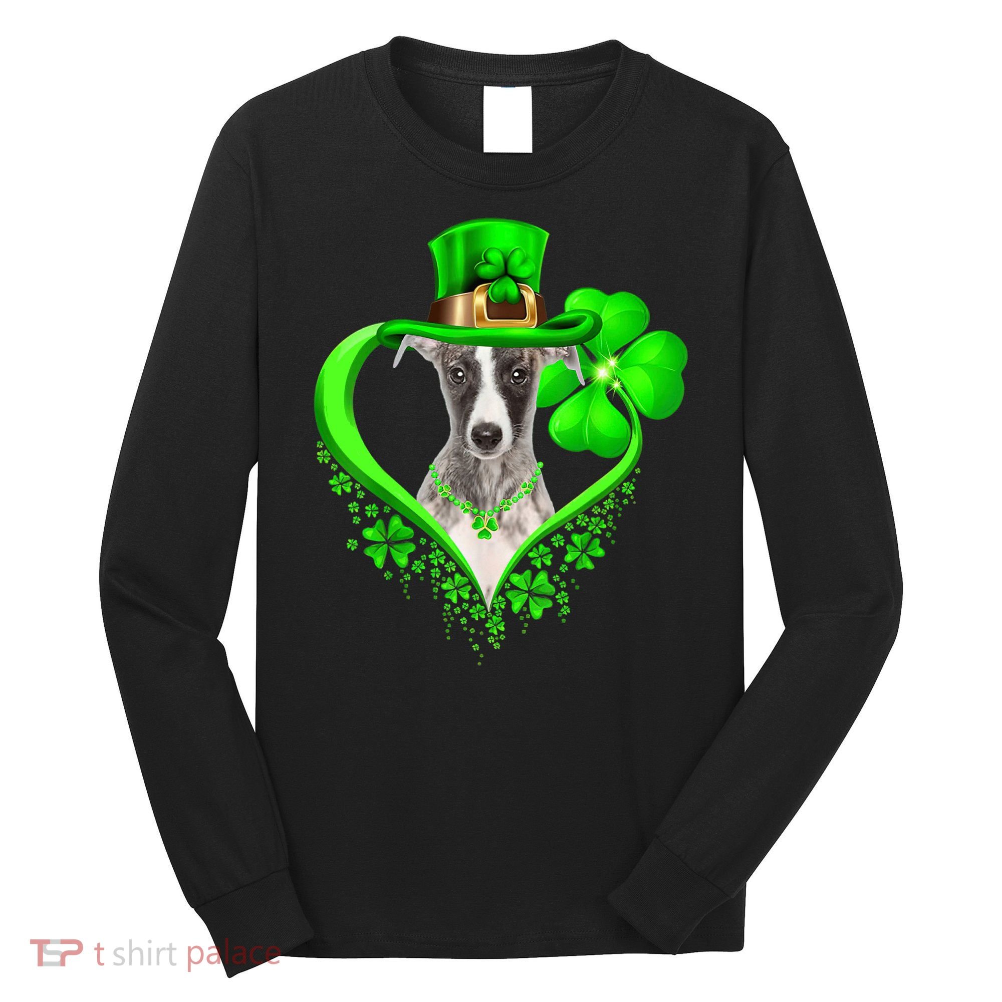 Whippet Dog St Patricks Day Lover Irish Shamrock Long Sleeve Shirt