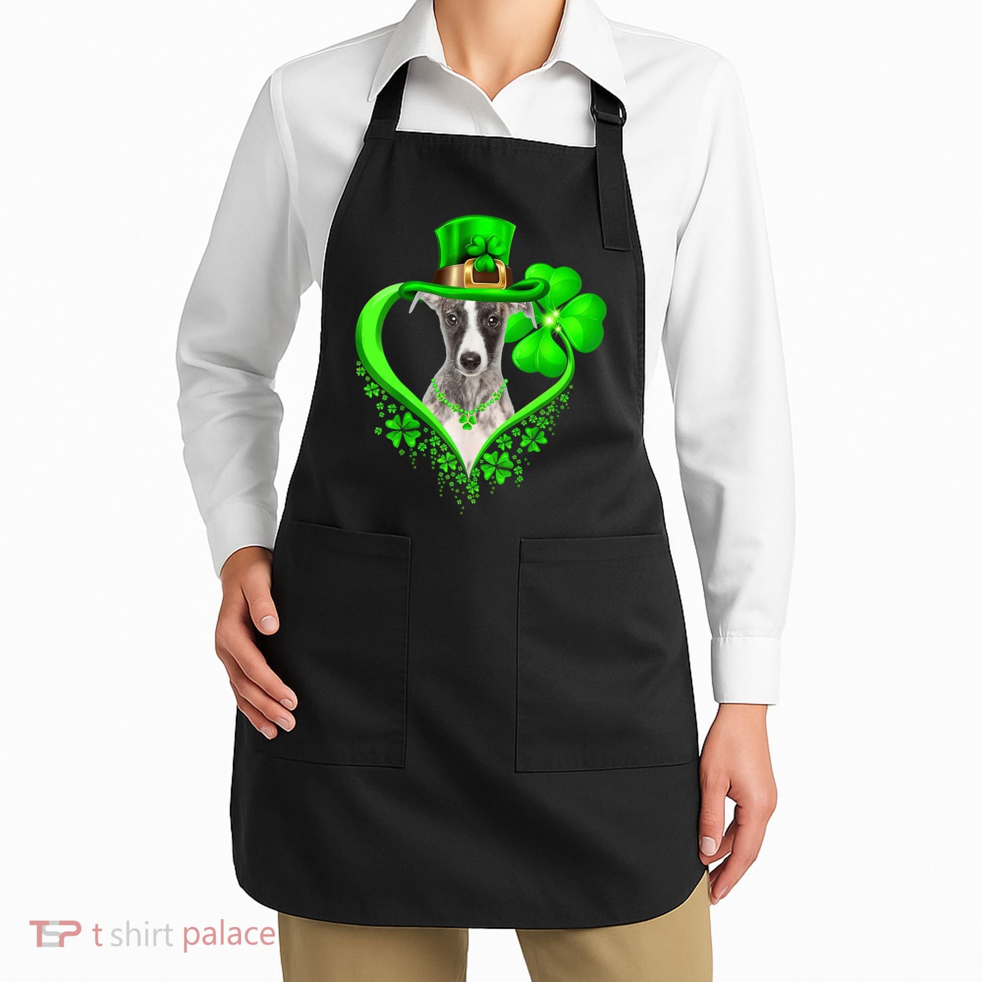 Whippet Dog St Patricks Day Lover Irish Shamrock Apron
