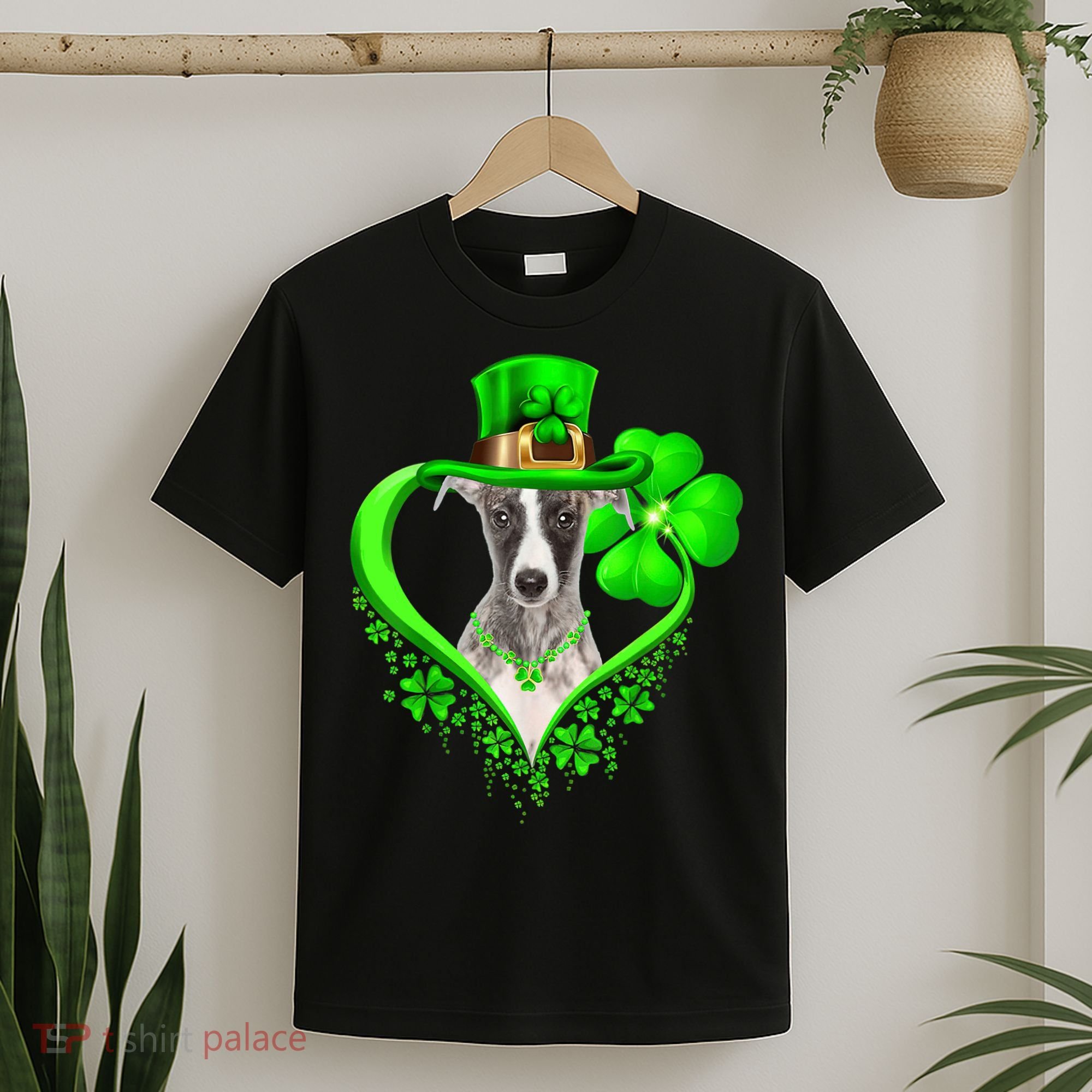 Whippet Dog St Patricks Day Lover Irish Shamrock T-Shirt